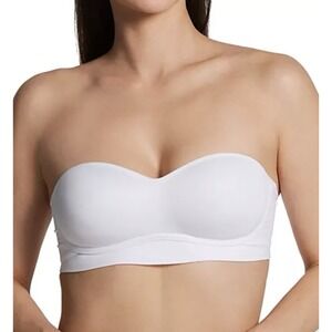Auden Bra Sz L White Strapless Padded Wireless Push Up New